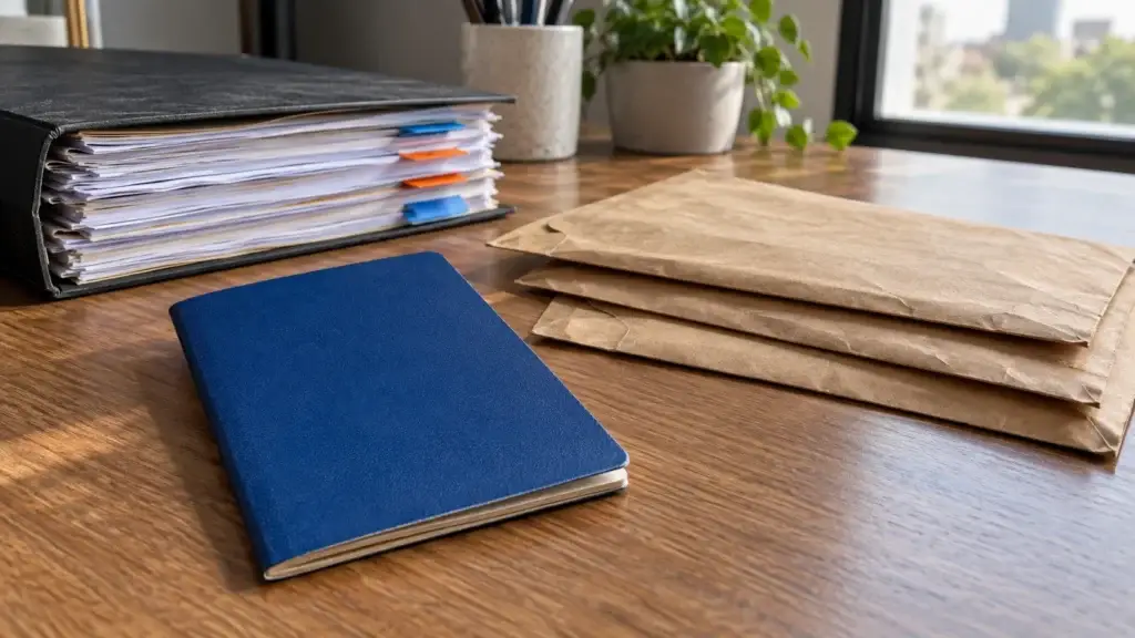 Carteira de trabalho e documentos antigos organizados para entender o que é o PIS.