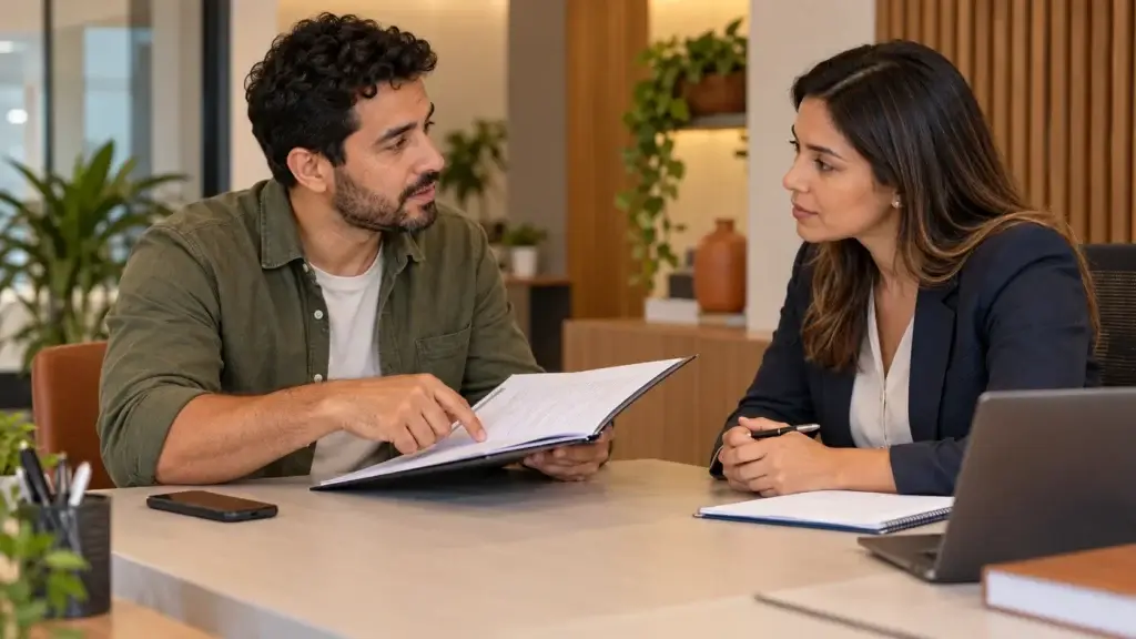 Homem apresenta documentos no atendimento para estornar um Pix.
